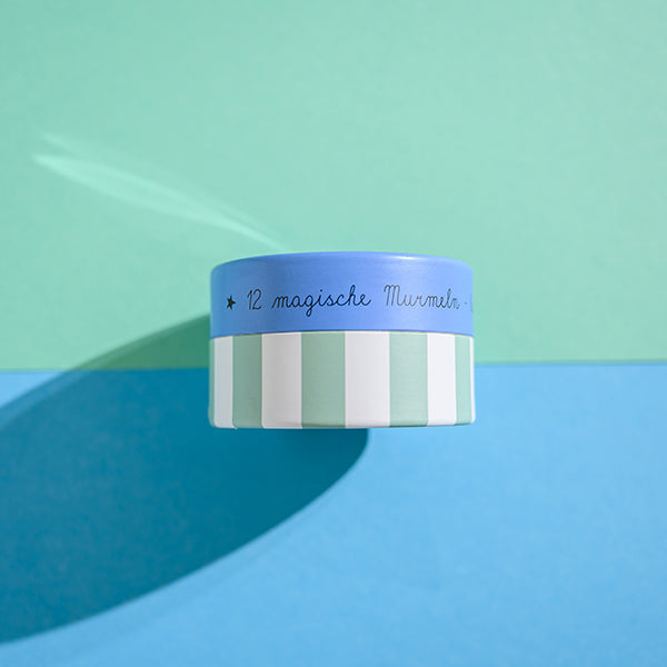 Magische Murmeln, blau – Glow in the Dark, 12 Stück in Geschenkverpackung