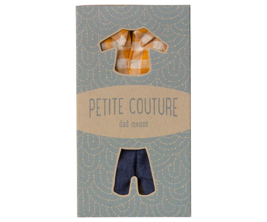 Gelbes kariertes Hemd und Hose, Papa Maus, Maileg