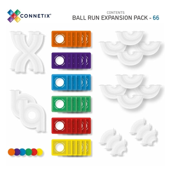 Connetix, Magnetbausteine Kugelbahn Rainbow Ball Run Expansion Pack - 66 Teile