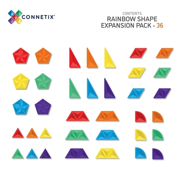 Connetix, Magnetbausteine Rainbow Shape Expansion Pack - 36 Teile