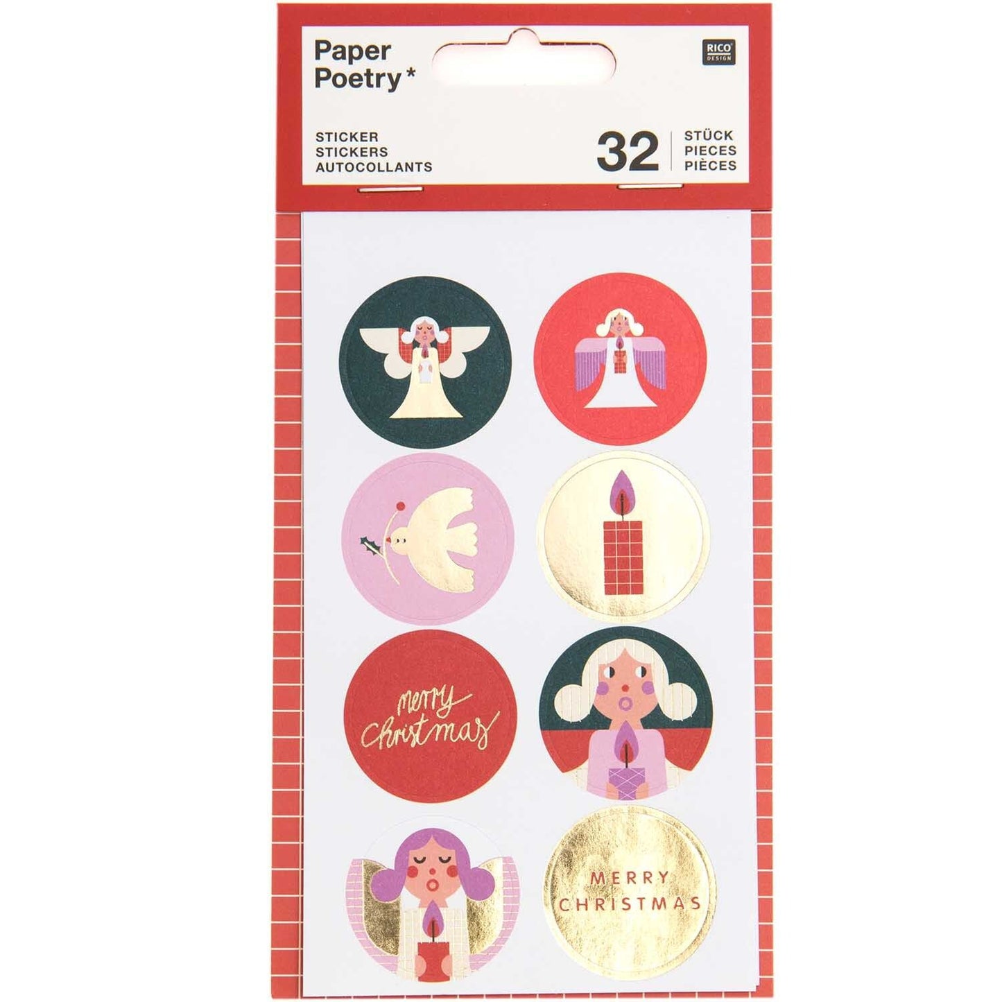 PAPER POETRY STICKER WEIHNACHTEN KREISE 4 BLATT, Rico Design