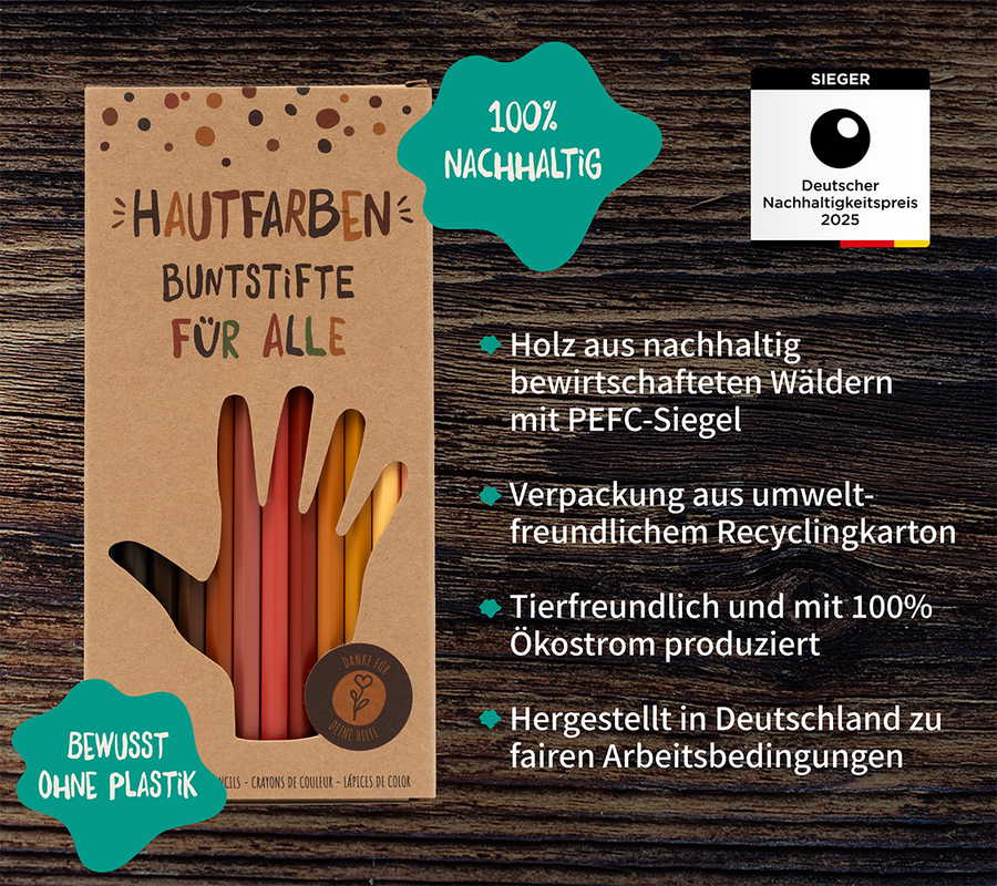 12 Hautfarben-Buntstifte, Hautfarben